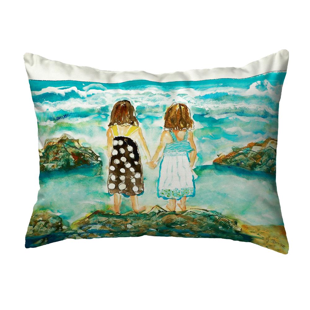 Twins on Rocks Small No-Cord Pillow 11x14. Picture 1