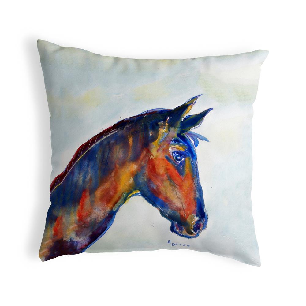 Blue Horse Small No-Cord Pillow 12x12. Picture 1