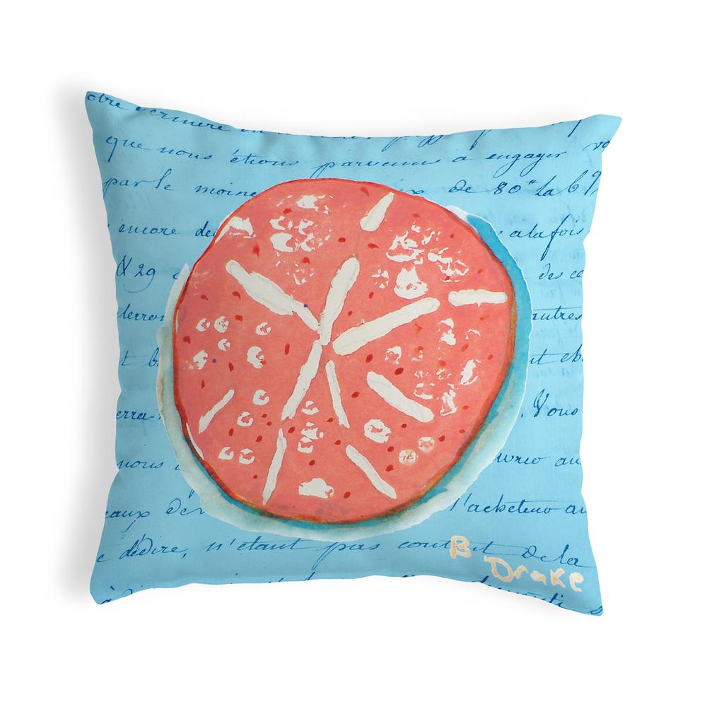 Coral Sand Dollar Blue Small No-Cord Pillow 12x12. Picture 1