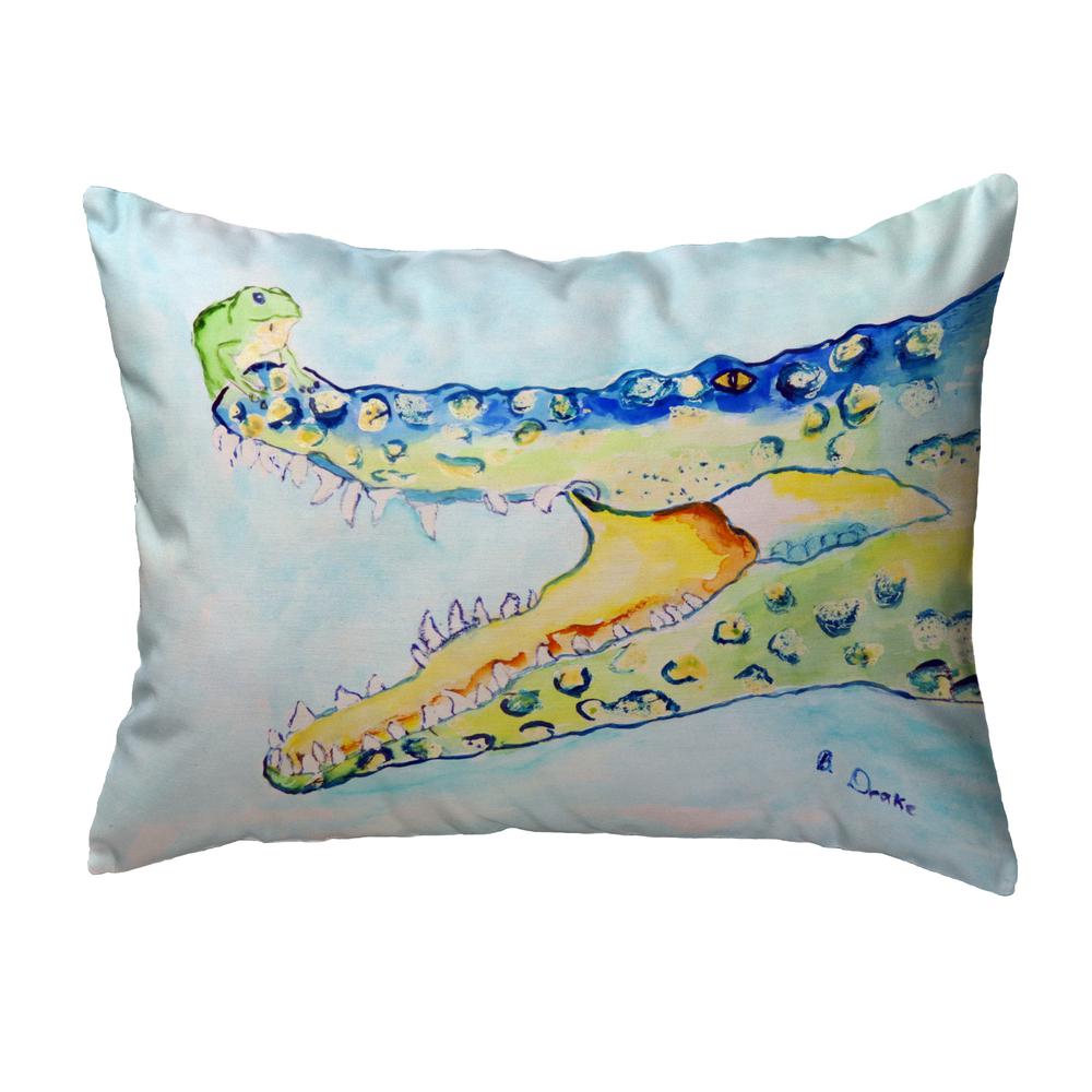 Crocodile & Frog Noncorded Indoor/Outdoor Pillow 11x14. Picture 1