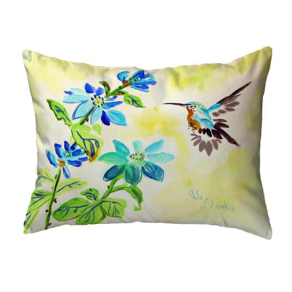 Aqua Hummingbird Noncorded Indoor/Outdoor Pillow 11x14. Picture 1