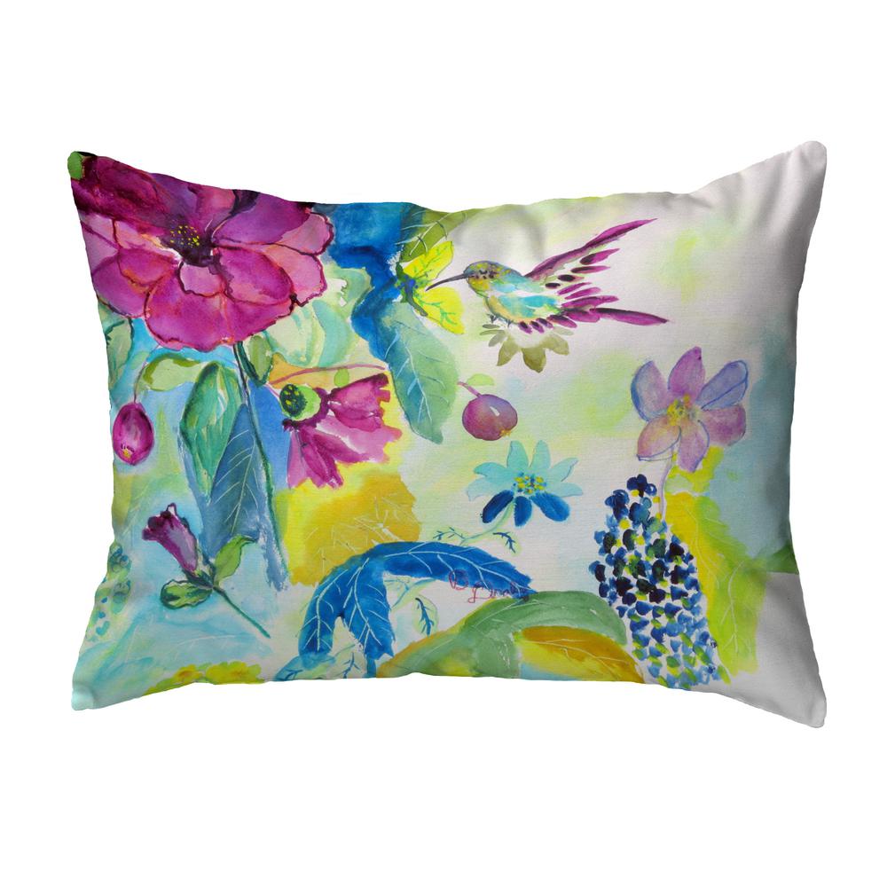 Hummingbird & Garden Noncorded Indoor/Outdoor Pillow 11x14. Picture 1