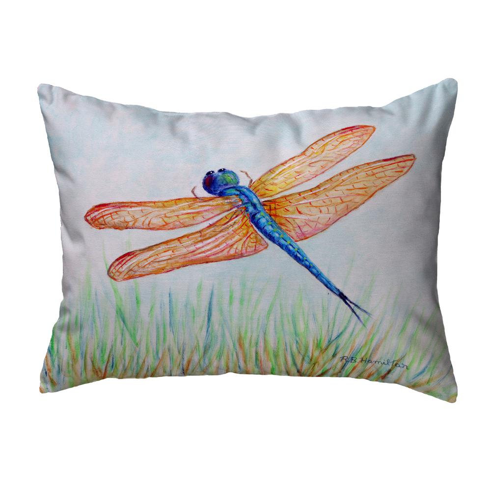 Amber & Blue Dragonfly Noncorded Indoor/Outdoor Pillow 11x14. Picture 1