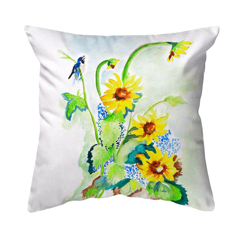 Sunflower & Bird Noncorded Indoor/Outdoor Pillow 12x12. Picture 1