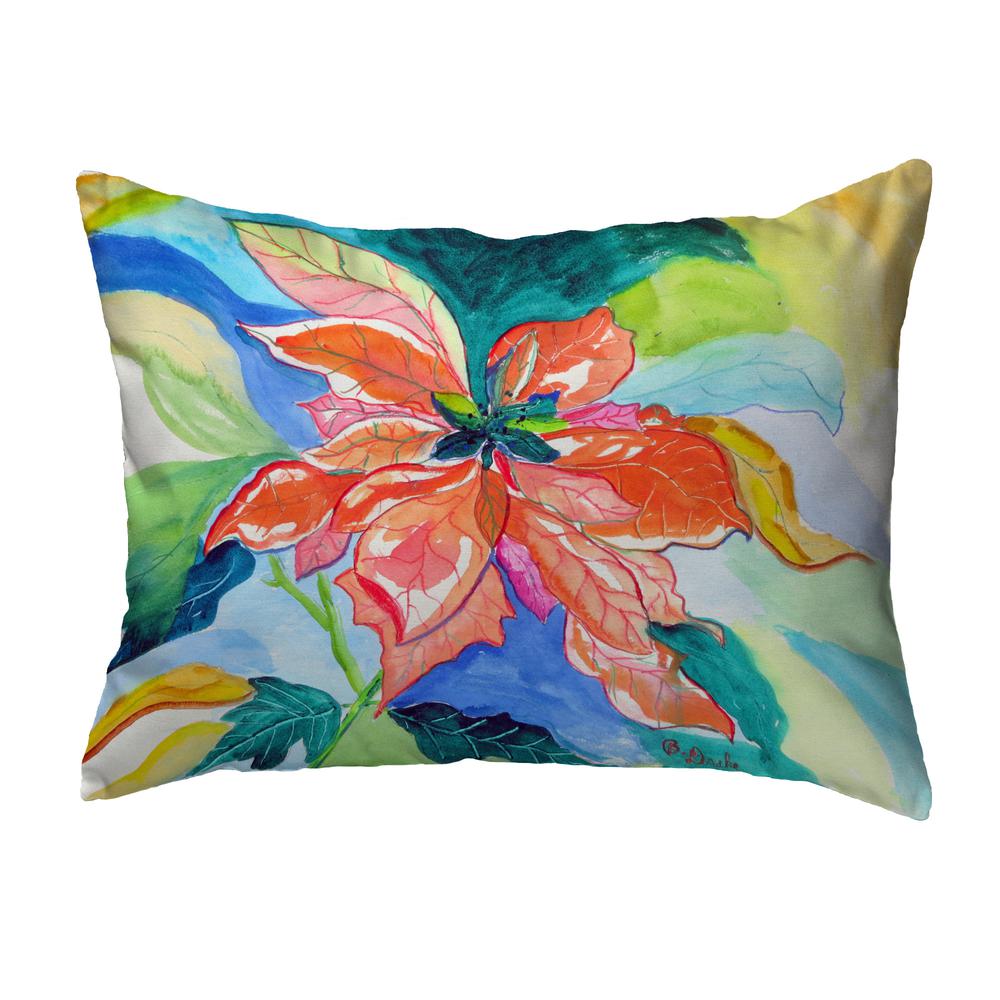 Peach Poinsettia Noncorded Indoor/Outdoor Pillow 11x14. Picture 1