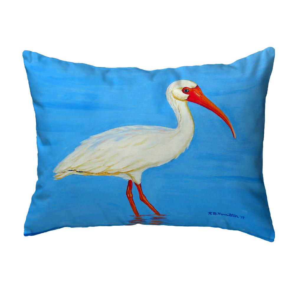 Posing White Ibis Noncorded Indoor/Outdoor Pillow 11x14. Picture 1