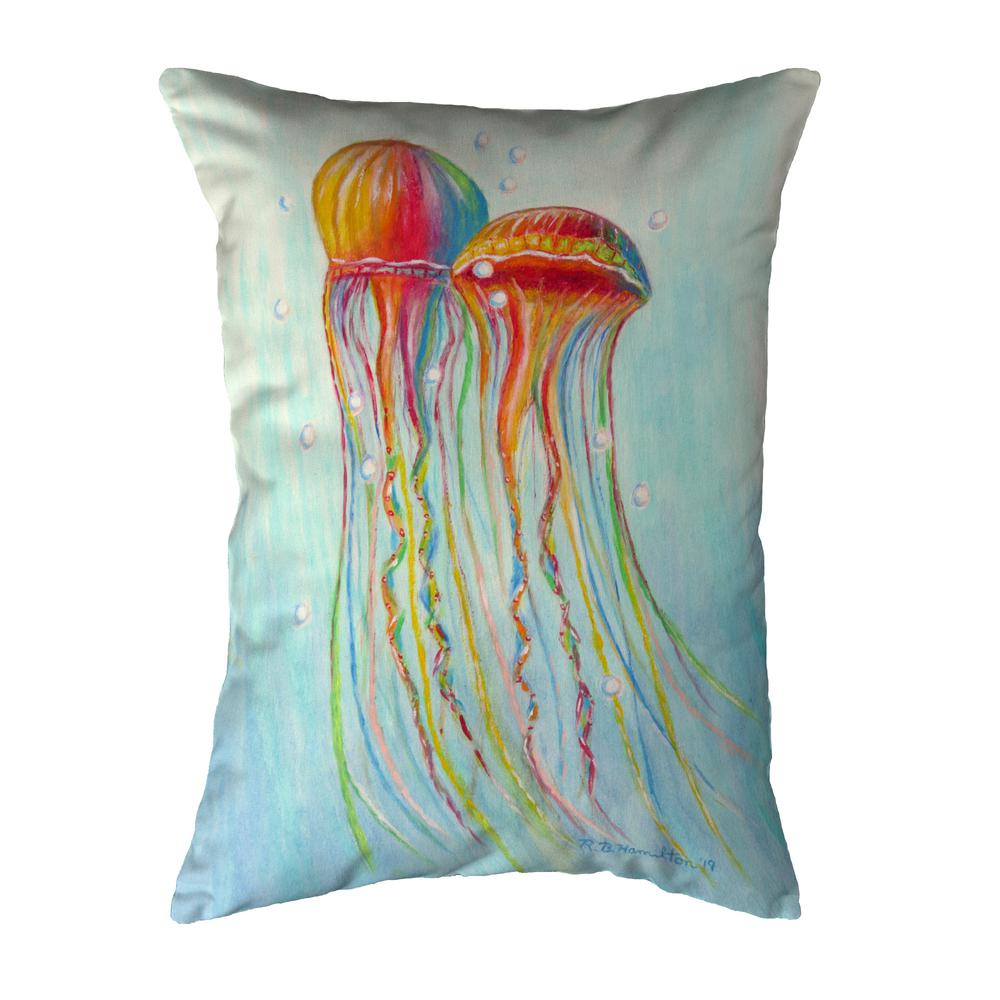 Colorful Jellyfish Noncorded Indoor/Outdoor Pillow 11x14. Picture 1