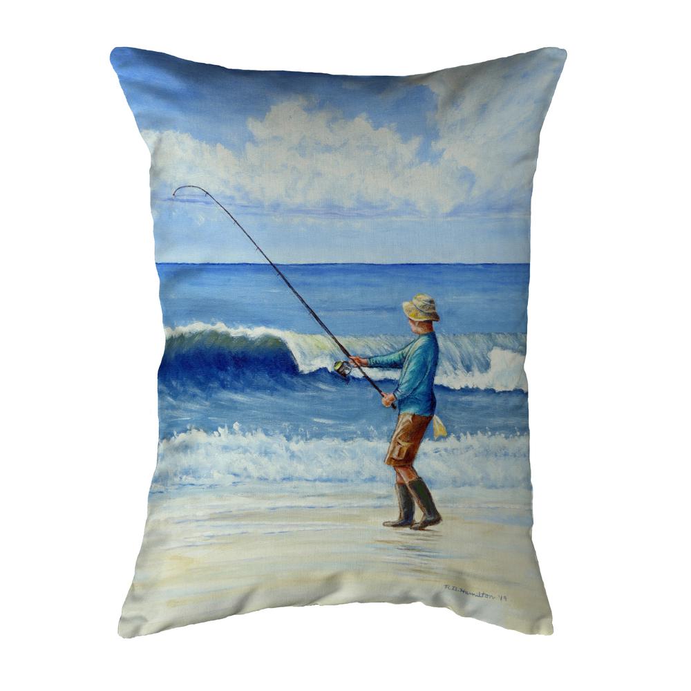 Surf Fishing Noncorded Indoor/Outdoor Pillow 11x14. Picture 1