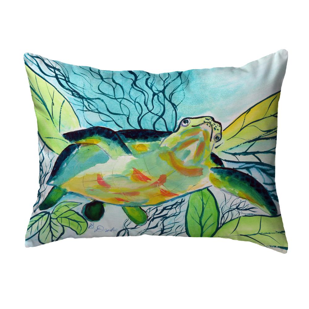Smiling Sea Turtle Noncorded Indoor/Outdoor Pillow 11x14. Picture 1