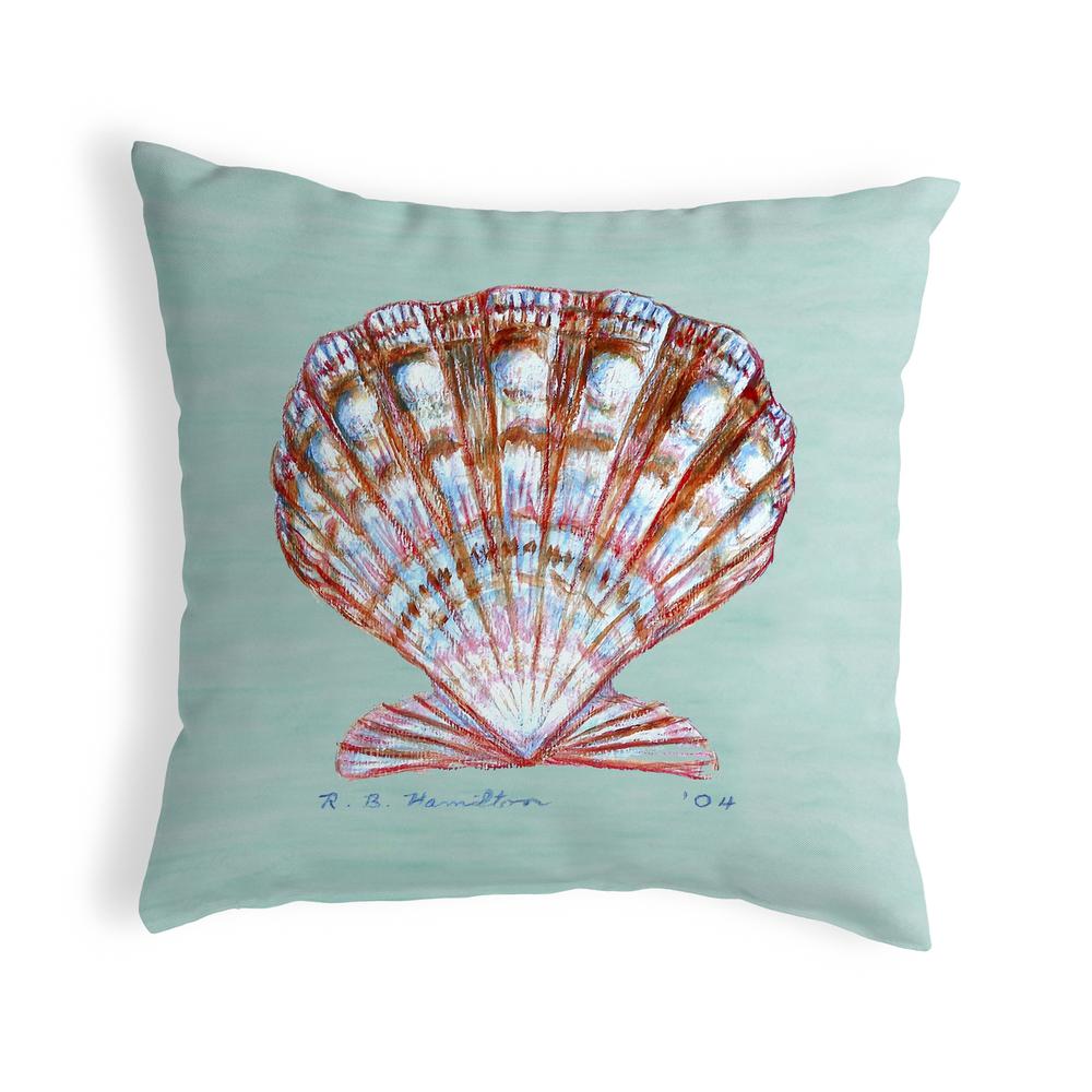 Scallop Shell - Teal Small No-Cord Pillow 12x12. Picture 1