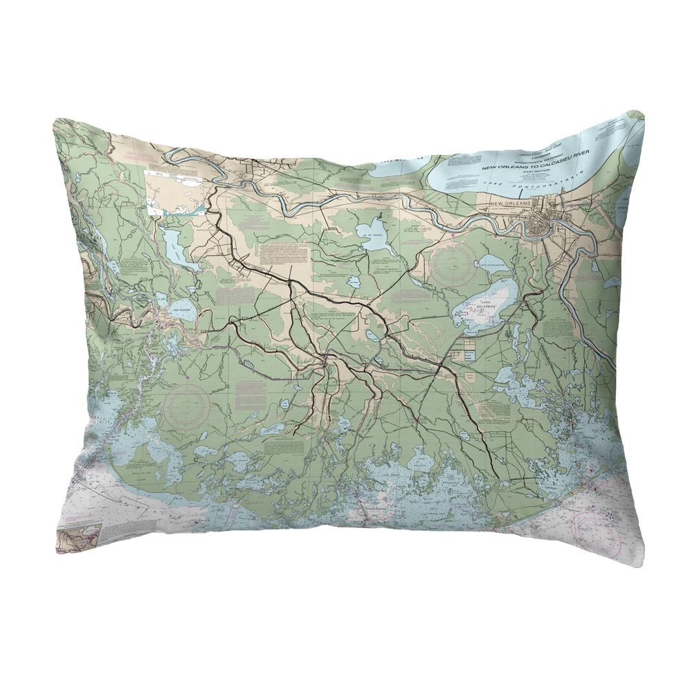 New Orleans to Calcasieu River, LA Nautical Map Noncorded Indoor/Outdoor Pillow 11x14. Picture 1