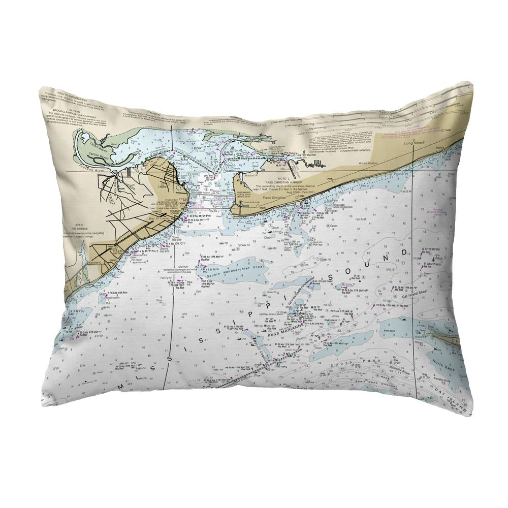 St Louis Bay, MS Nautical Map Noncorded Indoor/Outdoor Pillow 11x14. Picture 1
