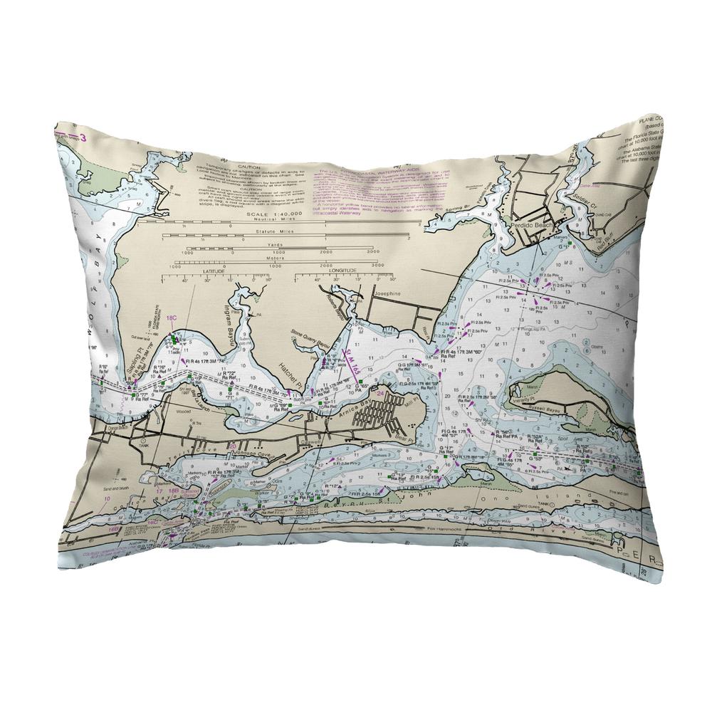 Orange Beach, AL Nautical Map Noncorded Indoor/Outdoor Pillow 11x14. Picture 1