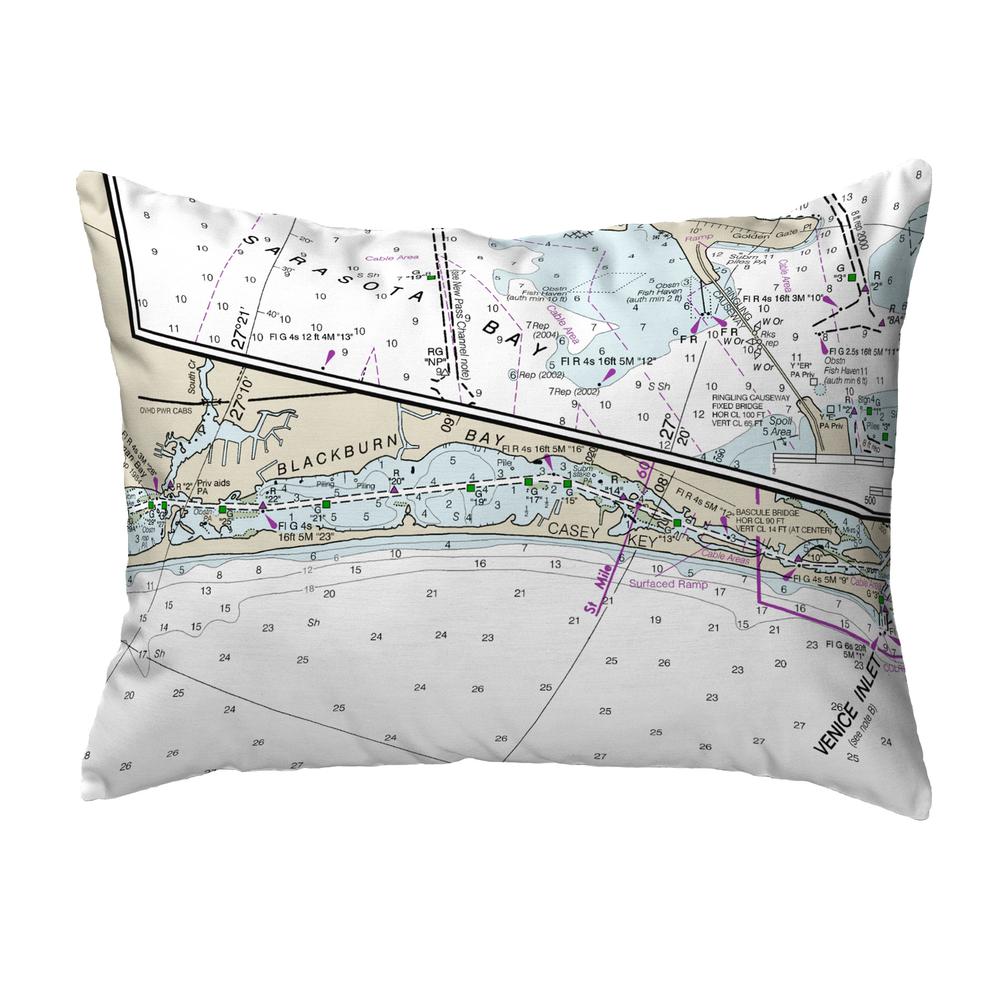 Blackburn Bay, FL Nautical Map Noncorded Indoor/Outdoor Pillow 11x14. Picture 1