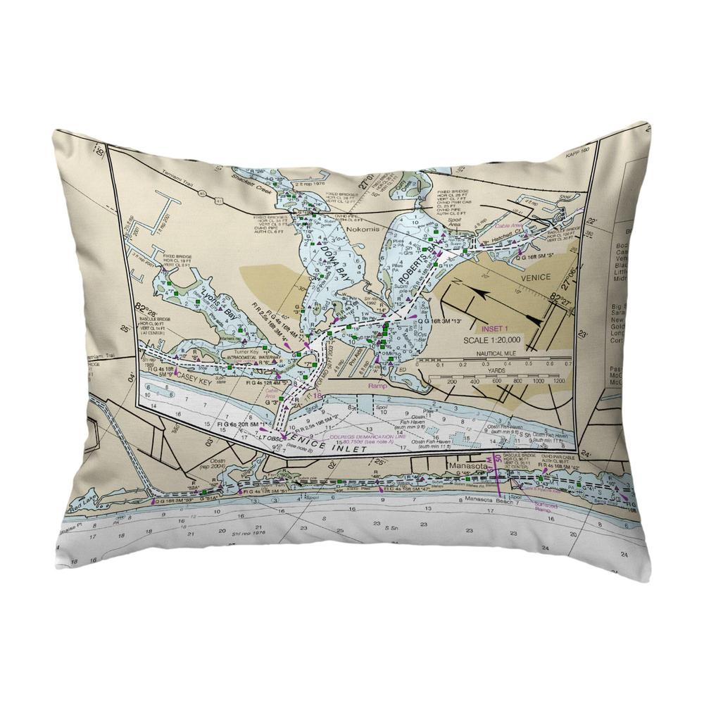 Venice to Manasota Key, Florida Nautical Map Noncorded Indoor/Outdoor Pillow 11x14. Picture 1