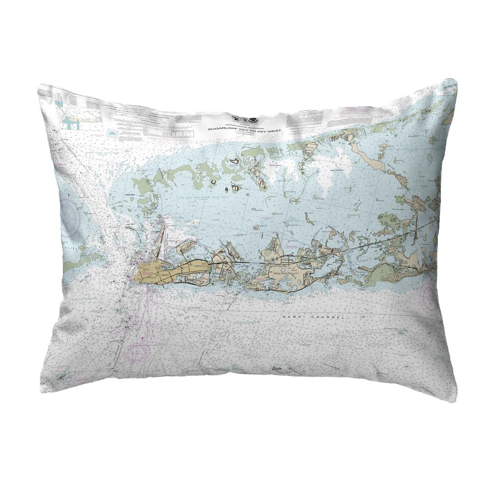 Sugarloaf Key to Key West, FL Nautical Map Noncorded Indoor/Outdoor Pillow 11x14. Picture 1