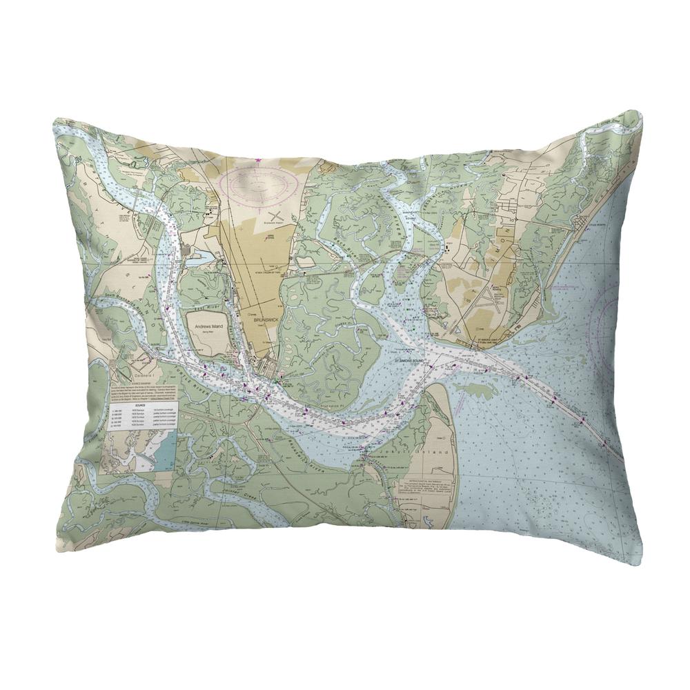 St Simons Sound, GA Nautical Map Noncorded Indoor/Outdoor Pillow 11x14. Picture 1