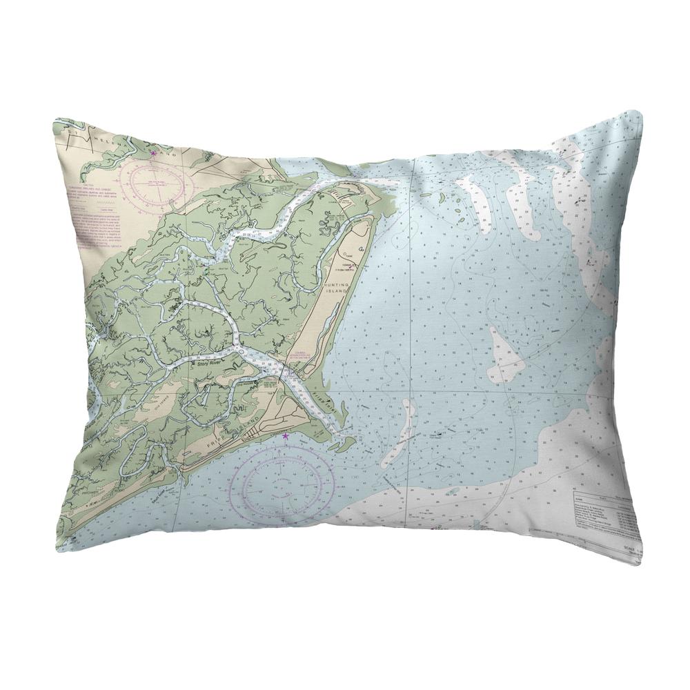 Fripp Island, SC Nautical Map Noncorded Indoor/Outdoor Pillow 11x14. Picture 1