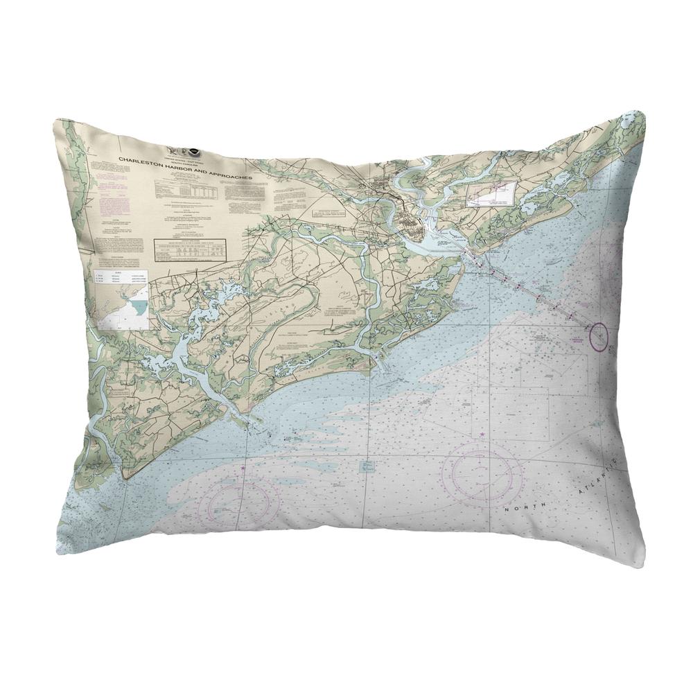 Charleston Harbor and Approaches, SC Nautical Map Noncorded Indoor/Outdoor Pillow 11x14. Picture 1