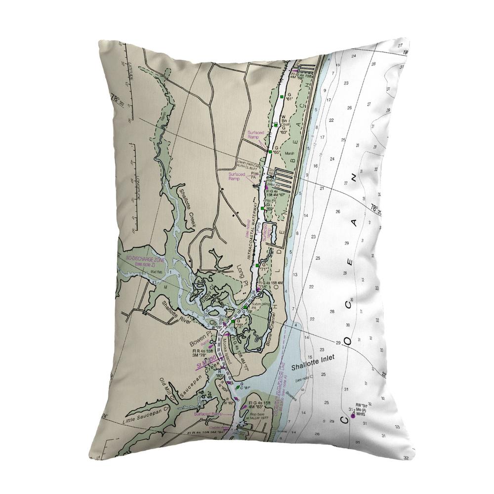 Holden Beach, NC Nautical Map Noncorded Indoor/Outdoor Pillow 11x14. Picture 1