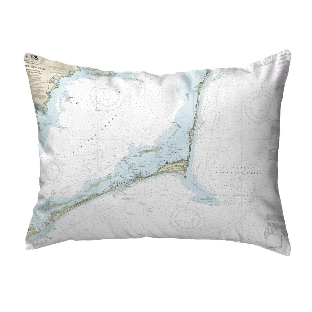 Cape Hatteras, NC Nautical Map Noncorded Indoor/Outdoor Pillow 11x14. Picture 1