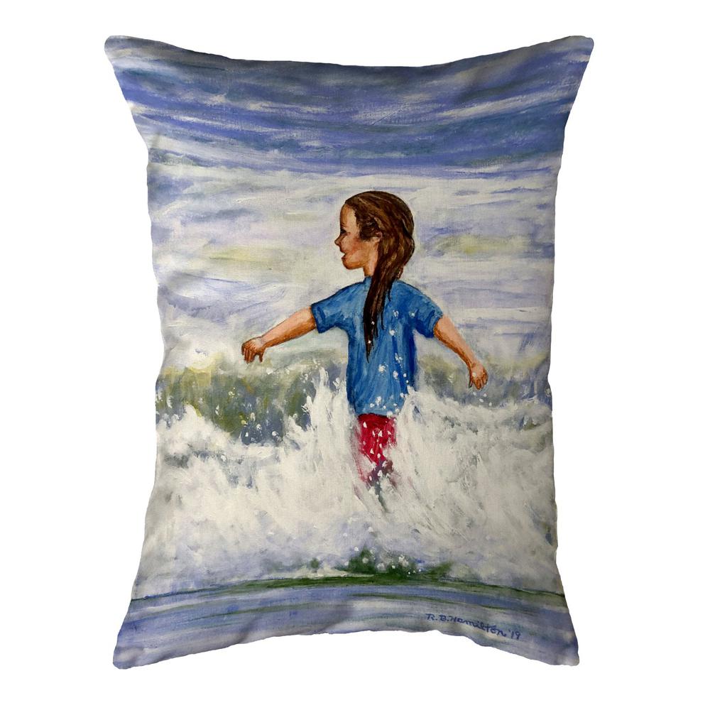 Girl in Surf 11x14 Small No Cord Pillow. Picture 1