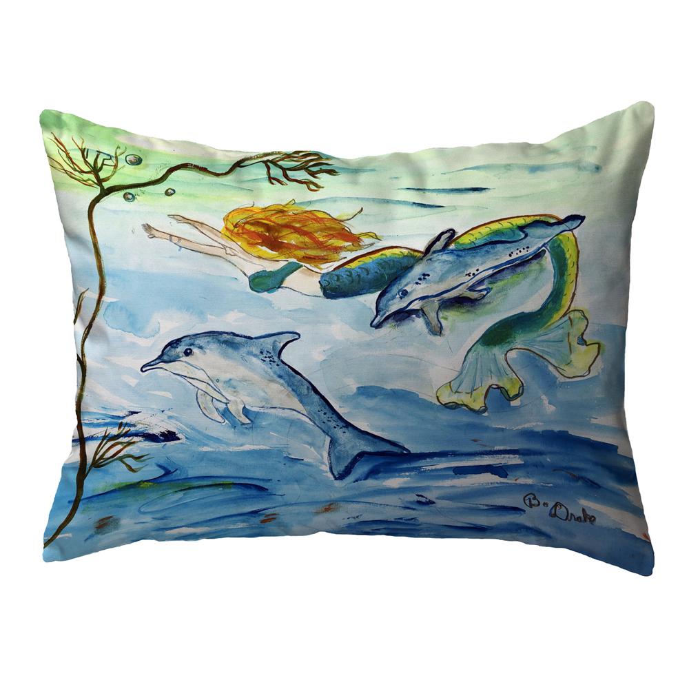 Mermaid & Dolphins Small Noncorded Pillow 11x14. Picture 1
