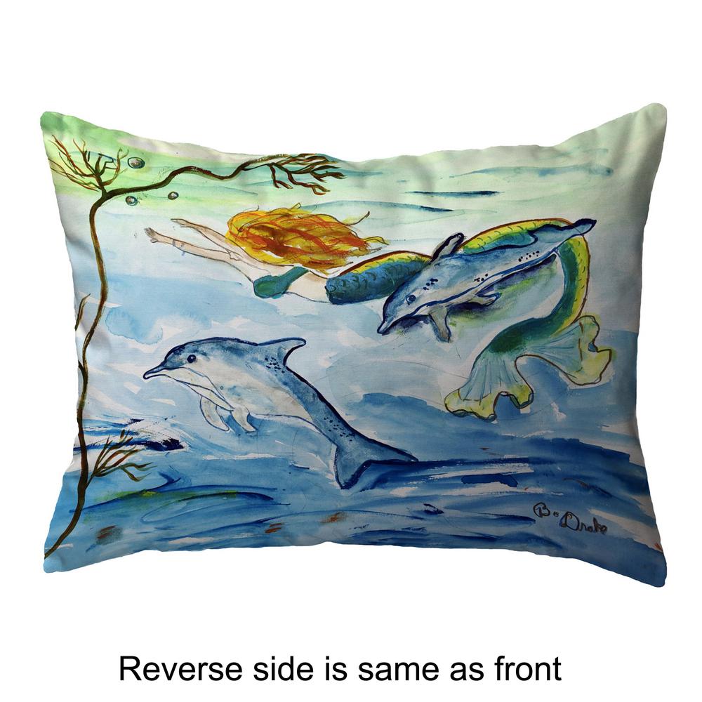 Mermaid & Dolphins Small Noncorded Pillow 11x14. Picture 2