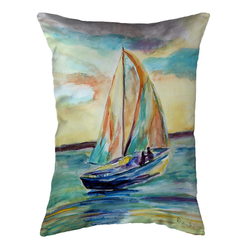 Teal Sailboat Small Noncorded Pillow 11x14. Picture 1