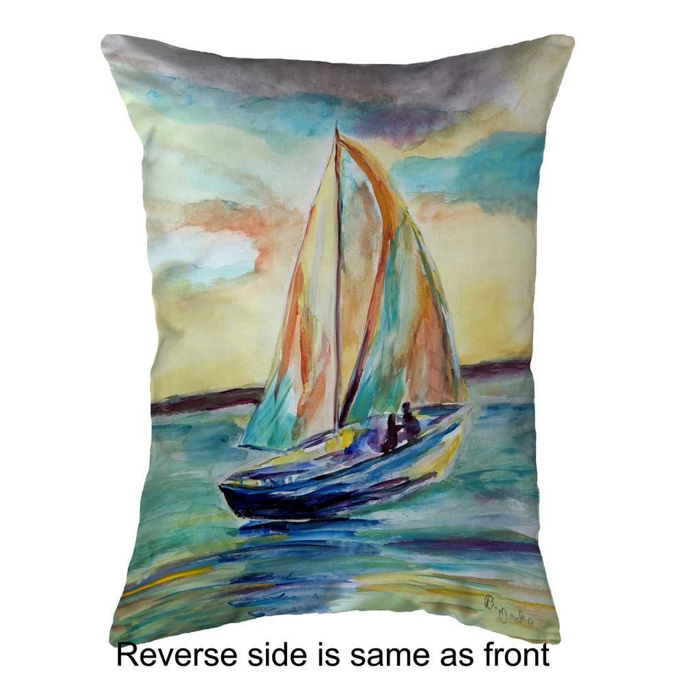 Teal Sailboat Small Noncorded Pillow 11x14. Picture 2