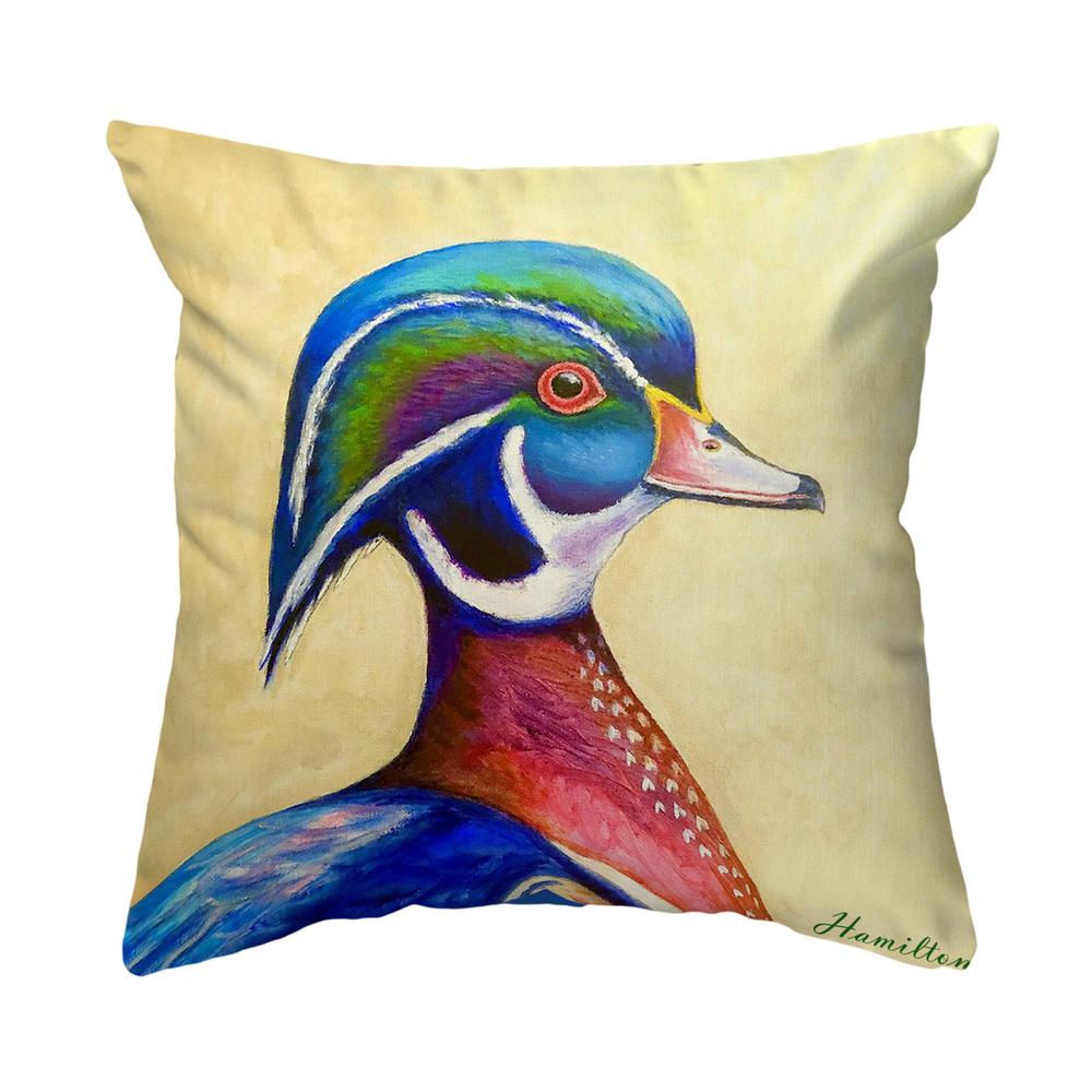 Mr. Wood Duck Small Noncorded Pillow 12x12. Picture 1