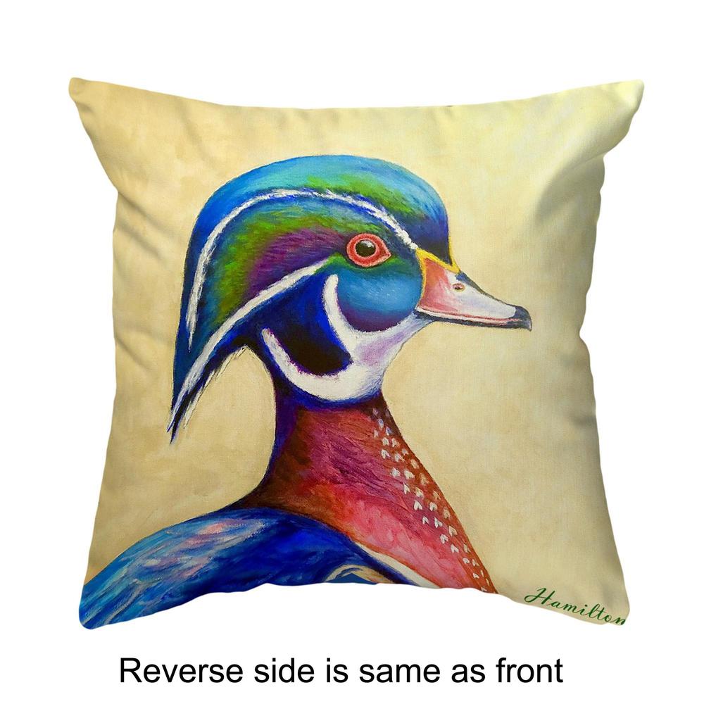 Mr. Wood Duck Small Noncorded Pillow 12x12. Picture 2