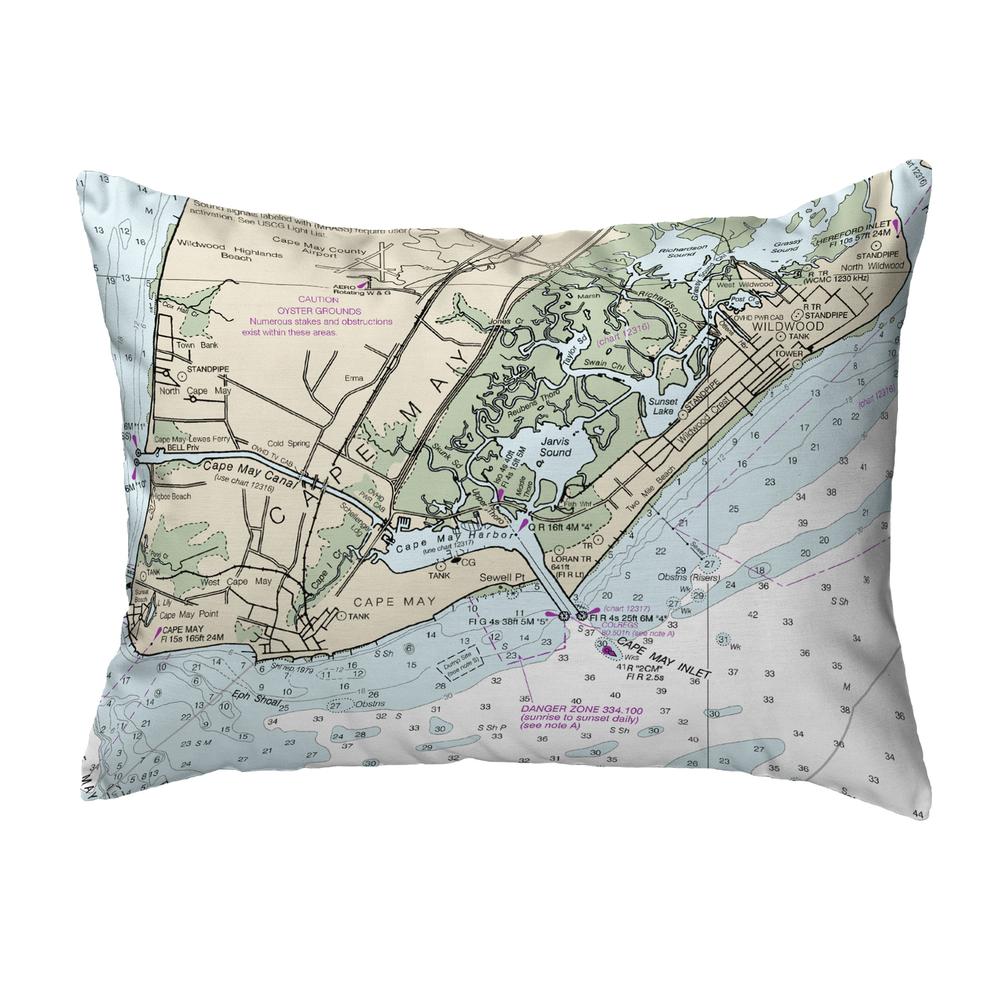 Cape May, NJ Nautical Map Noncorded Indoor/Outdoor Pillow 11x14. Picture 1
