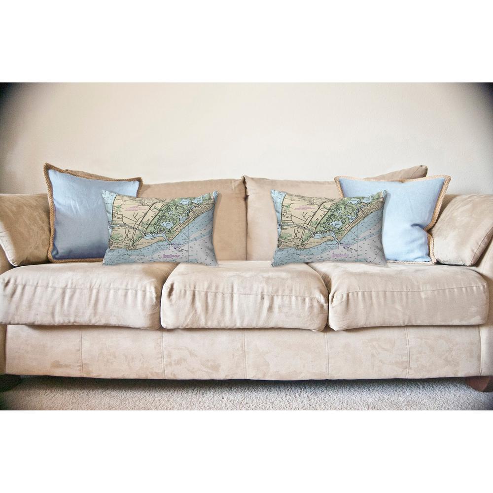Cape May, NJ Nautical Map Noncorded Indoor/Outdoor Pillow 11x14. Picture 2