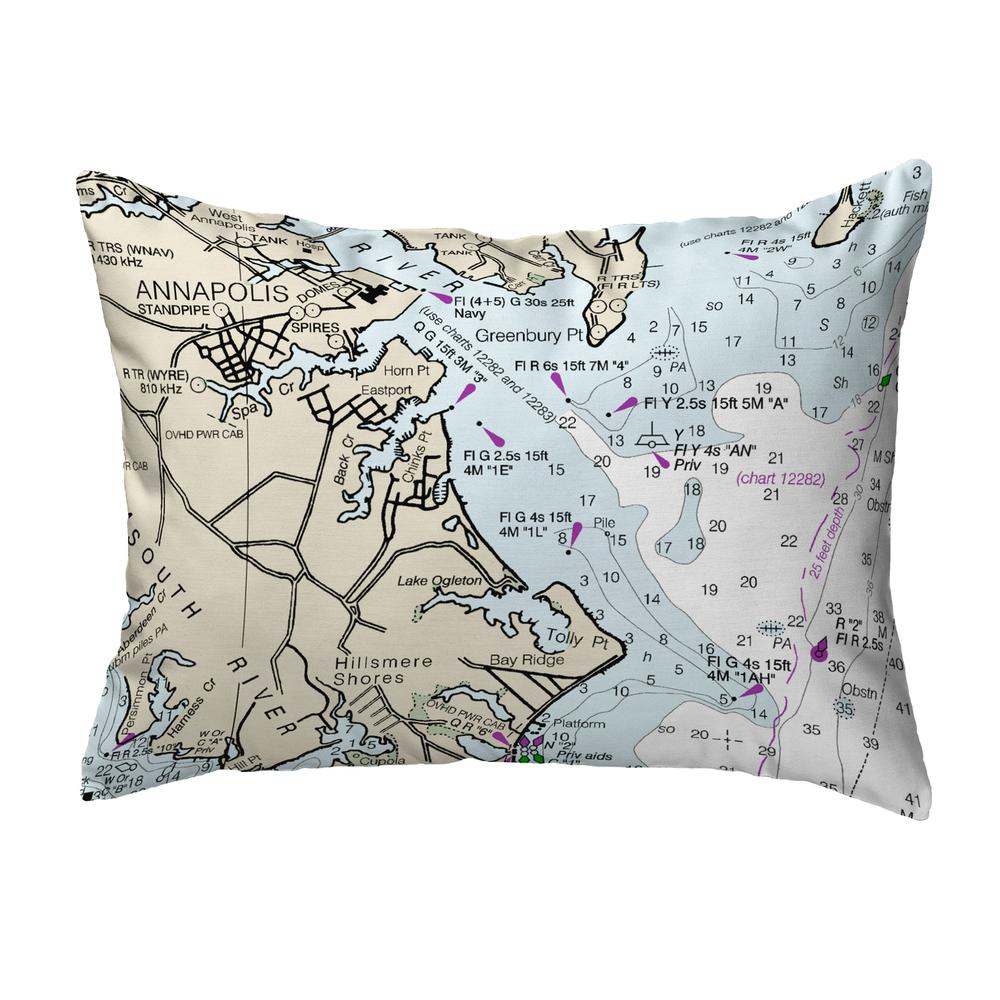 Annapolis, MD Nautical Map Noncorded Indoor/Outdoor Pillow 11x14. Picture 1