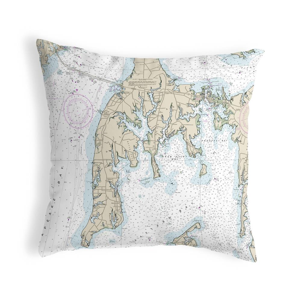 Kent Island, MD Nautical Map Noncorded Indoor/Outdoor Pillow 12x12. Picture 1