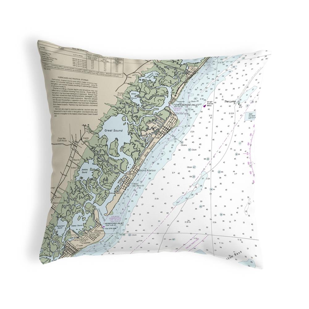 Little Egg Inlet to Hereford Inlet - Avalon, NH Nautical Map Noncorded Indoor/Outdoor Pillow 12x12. Picture 1