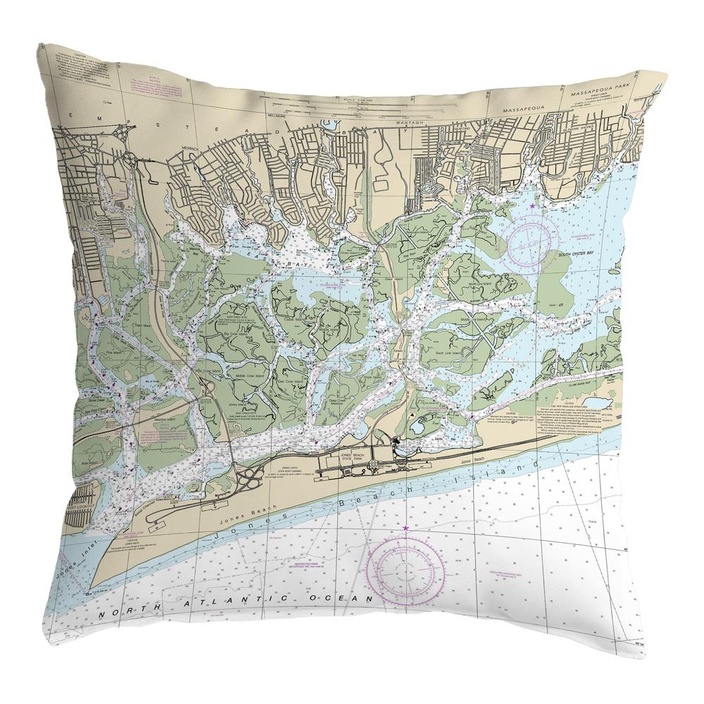 E. Shinnecock Bay to Rockway Inlet S. Oyster Bay, NY Nautical Map Small Noncorded Pillow. Picture 1