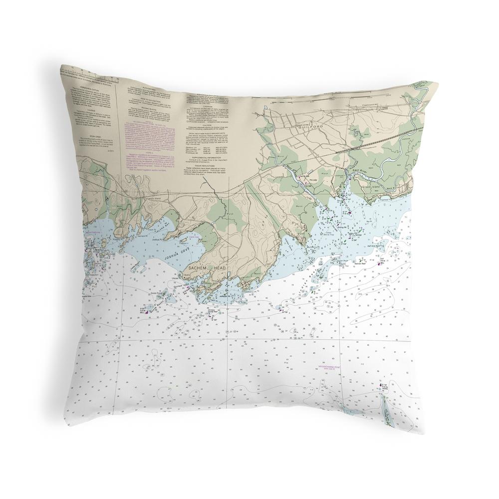 Guilford Point, CT Nautical Map Noncorded Indoor/Outdoor Pillow 12x12. Picture 1