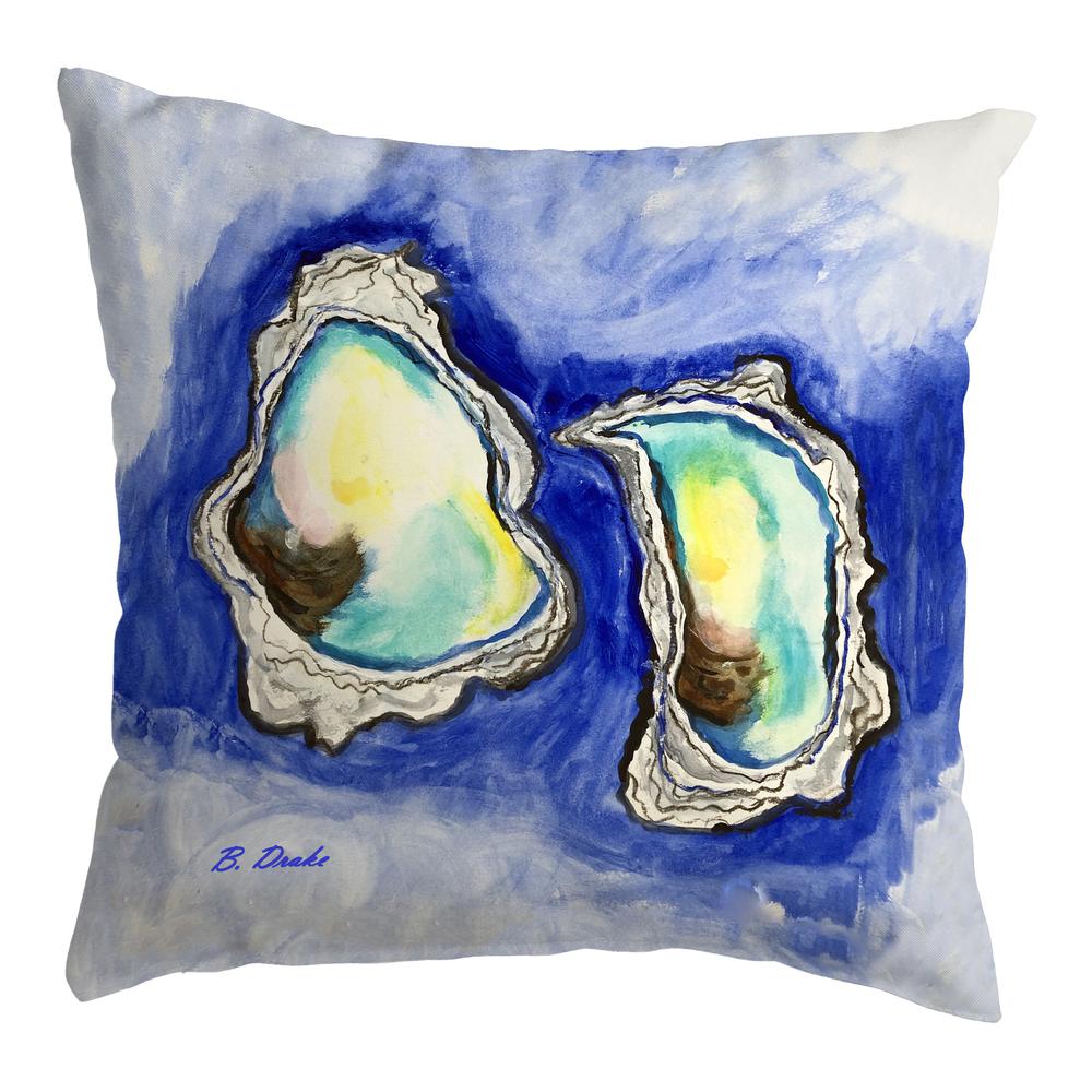 Aqua Oysters Small Noncorded Pillow 12x12. Picture 1