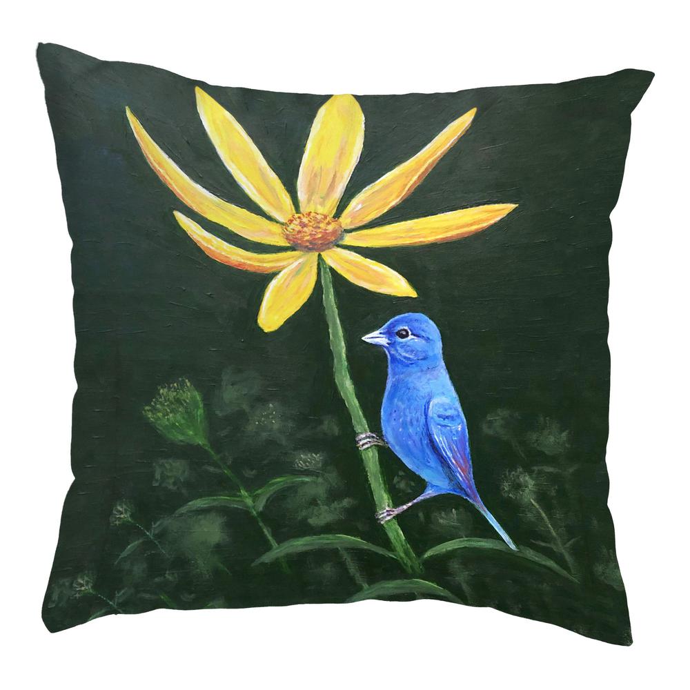 Indigo Bunting Small Noncorded Pillow 12x12. The main picture.