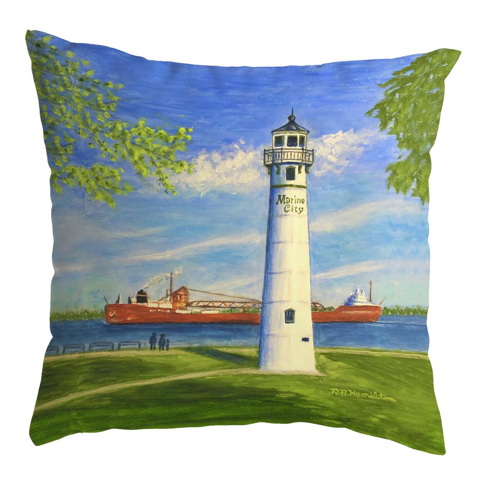 Marine City Lighthouse, MI Small Noncorded Pillow 12x12. Picture 1