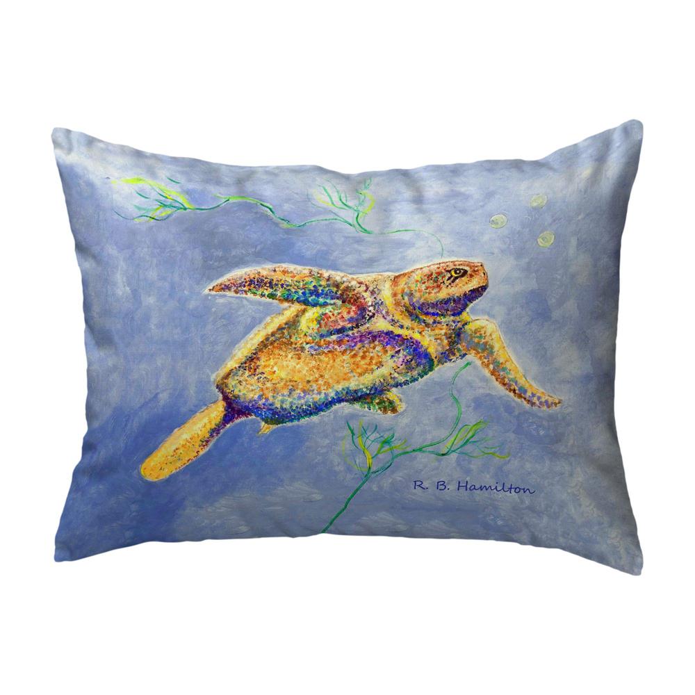 Pointillist Sea Turtle Small Noncorded Pillow 11x14. Picture 1