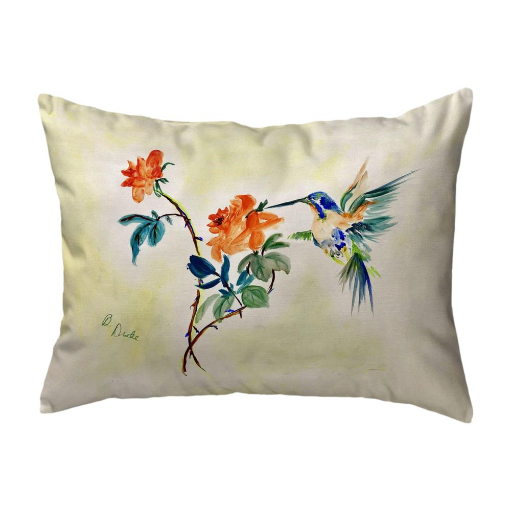 Hummingbird & Rose Small Noncorded Pillow 11x14. Picture 1