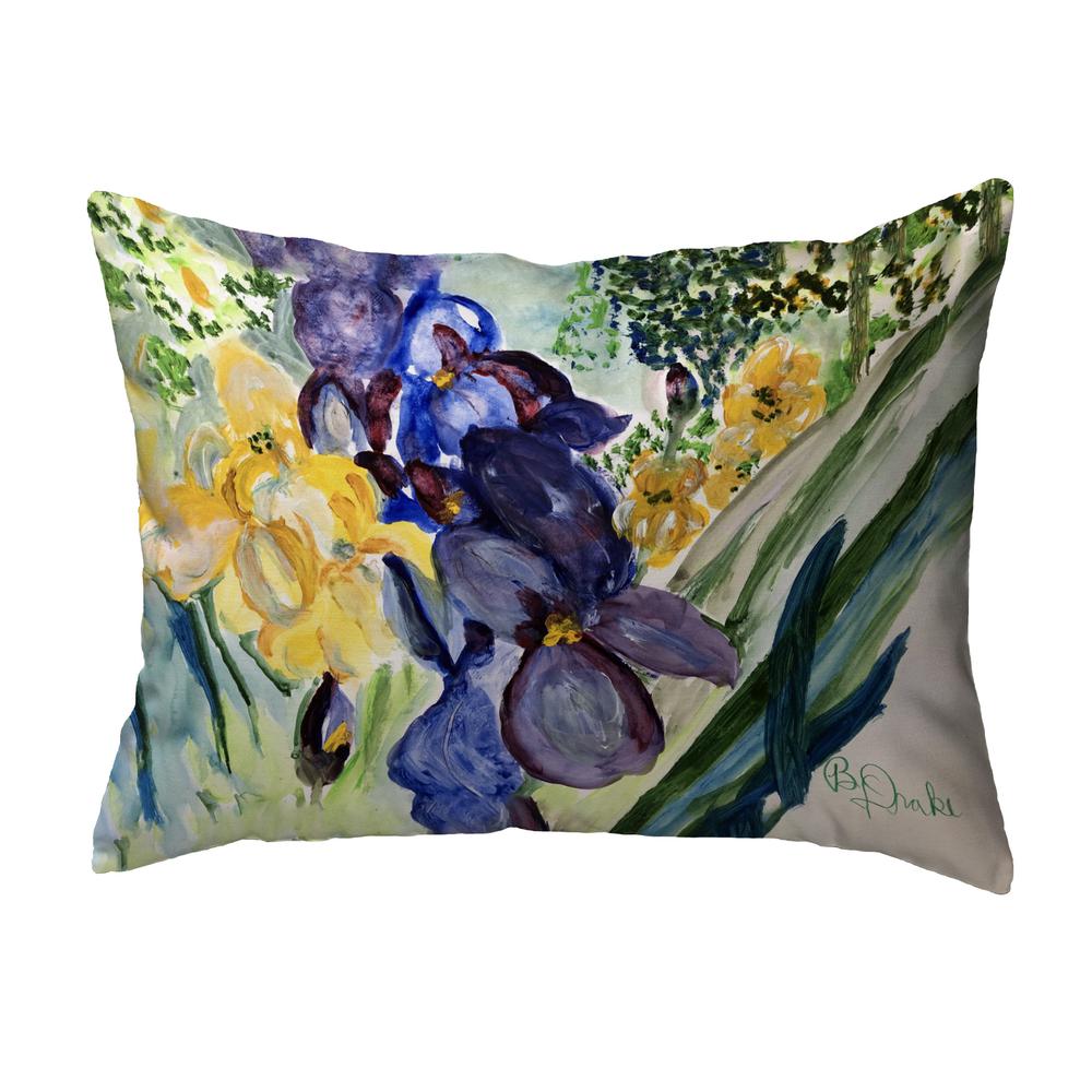 Yellow & Blue Iris Small Noncorded Pillow 11x14. Picture 1