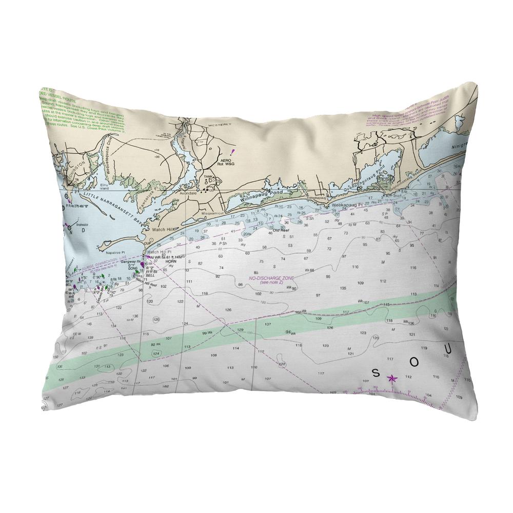 Block Island Sound, RI Nautical Map Noncorded Indoor/Outdoor Pillow 11x14. Picture 1