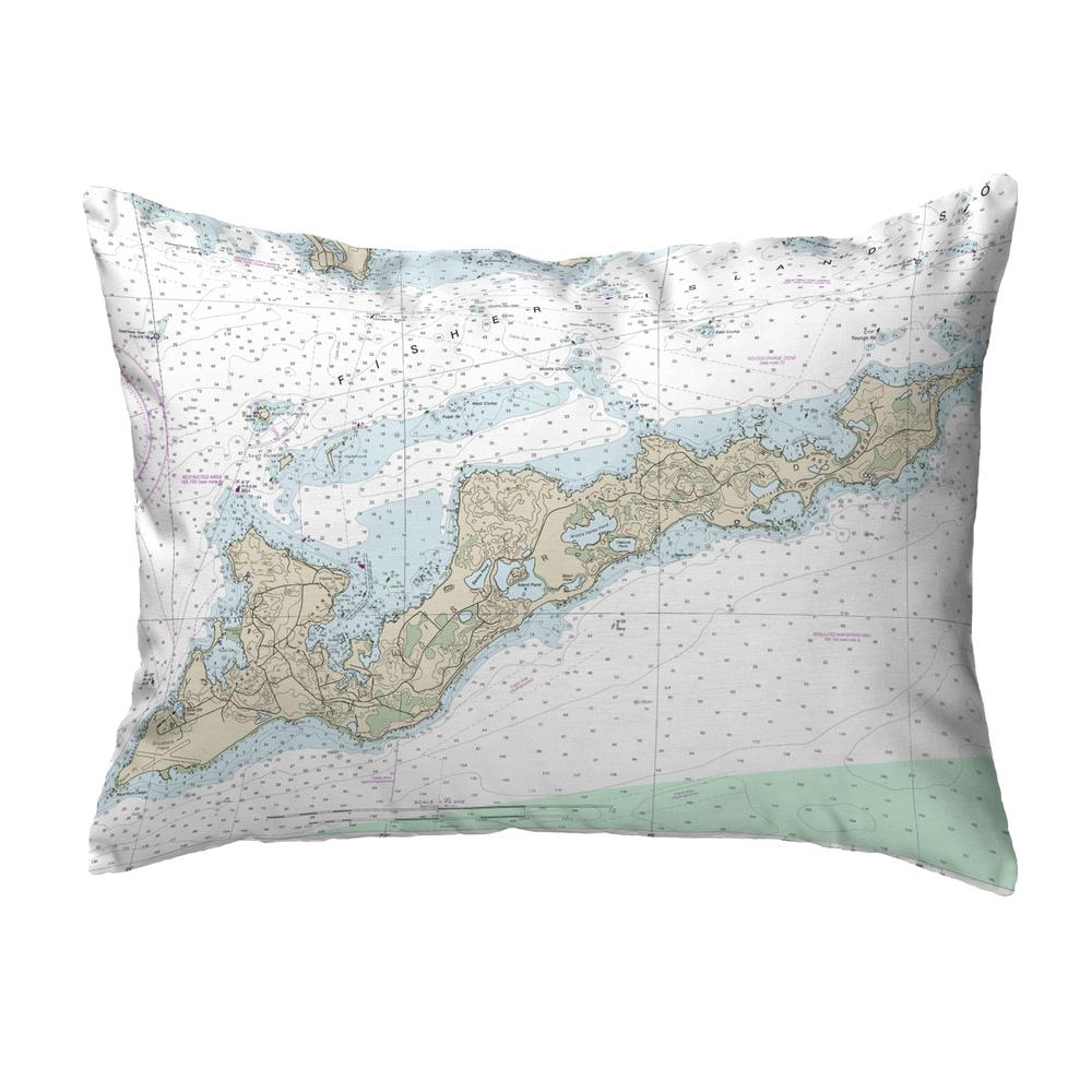 Fishers Island, RI Nautical Map Noncorded Indoor/Outdoor Pillow 11x14. Picture 1