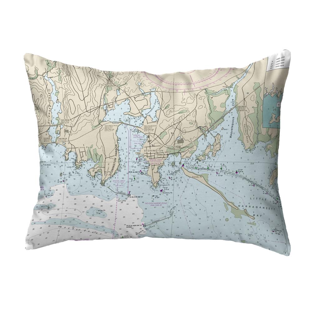 Stonington Harbor, CT Nautical Map Noncorded Indoor/Outdoor Pillow 11x14. Picture 1