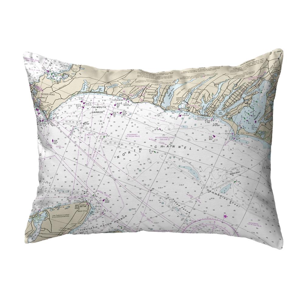 Falmouth Harbor, MA Nautical Map Noncorded Indoor/Outdoor Pillow 11x14. Picture 1
