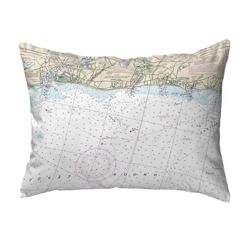 Harwich Port, MA Nautical Map Noncorded Indoor/Outdoor Pillow 11x14. Picture 1